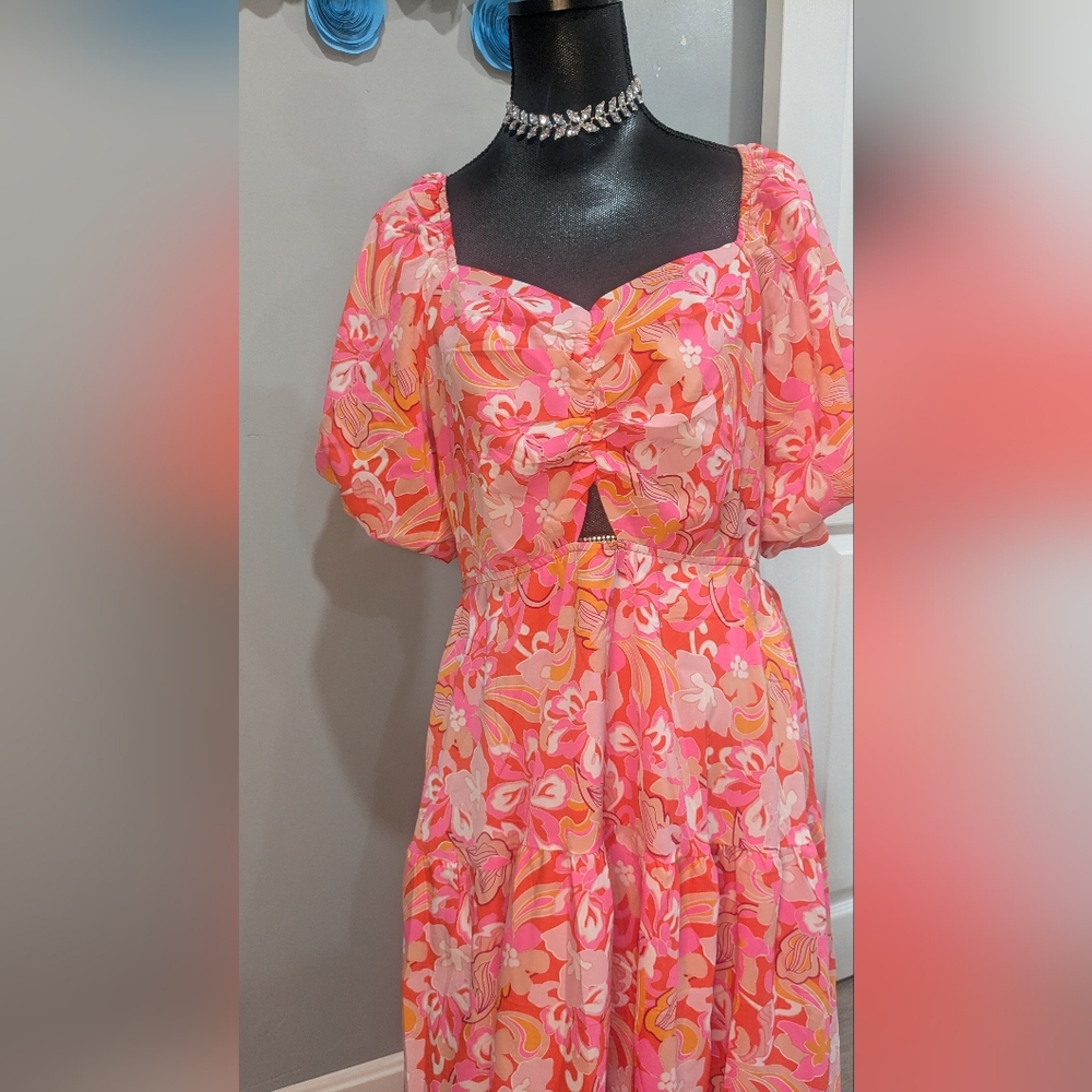 BTFBM Floral Pink Maxi Dress